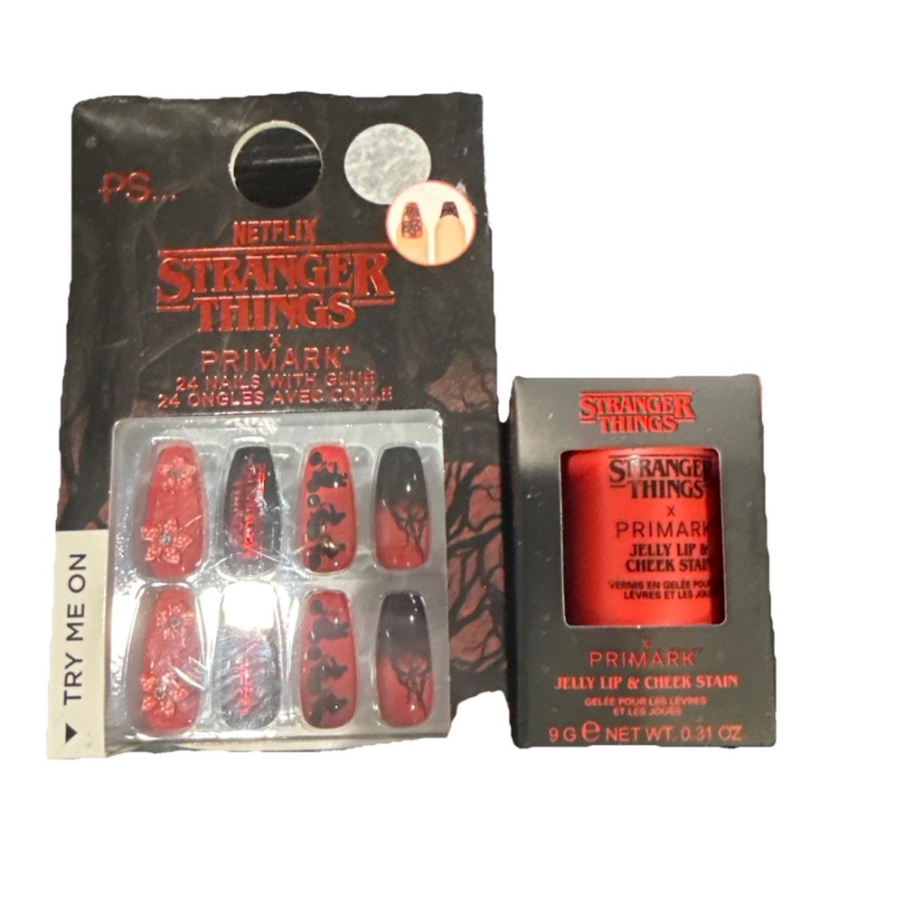 Bundle Of 2 Stranger Things X Primark Press-On Nails And Jelly Lip And Cheek